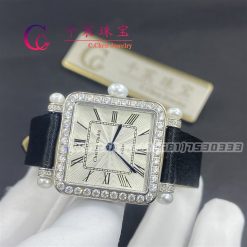 Charles Oudin Pansy Retro with Pearls Watch Medium 24mm Black Straps