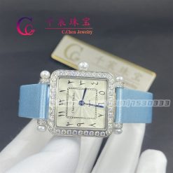 Charles Oudin Pansy Retro with Pearls Watch Medium 24mm Arabic Style Baby Blue Straps