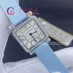 Charles Oudin Pansy Retro With Pearls Watch Medium 24mm Arabic Style Baby Blue Straps (2)