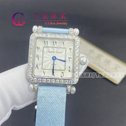 Charles Oudin Pansy Retro With Pearls Watch Medium 24mm Arabic Style Baby Blue Straps (3)