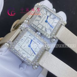 Charles Oudin Pansy Retro With Pearls Watch Medium 24mm Arabic Style White Straps (2)