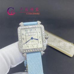 Charles Oudin Pansy Retro 24mm Watch Arabic Style Baby Blue Straps (4)