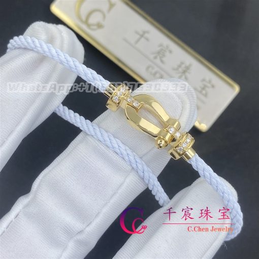 Fred Force 10 Bracelet 18k Yellow Gold And Diamonds Medium Model White Cable 0b0070 6b0285 (3)