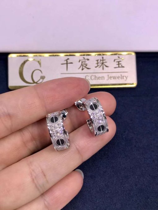 Cartier Love Diamond Ceramic Earrings