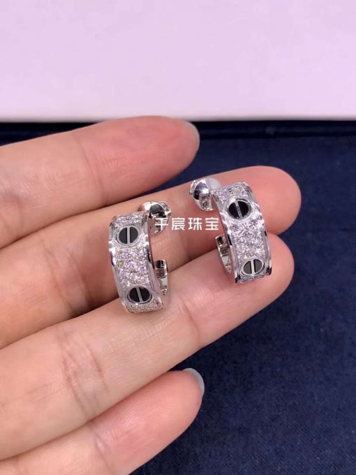 Cartier Love Diamond Ceramic Earrings