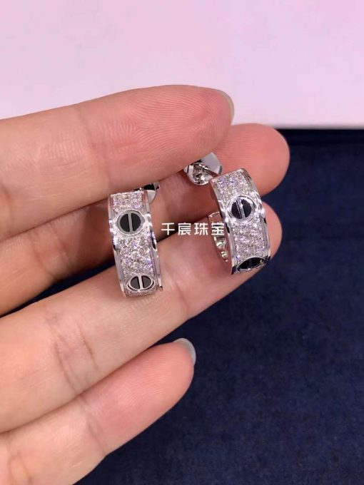 Cartier Love Diamond Ceramic Earrings