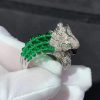 Cartier Les Oiseaux Libérés Parrot Ring Emeralds Beads