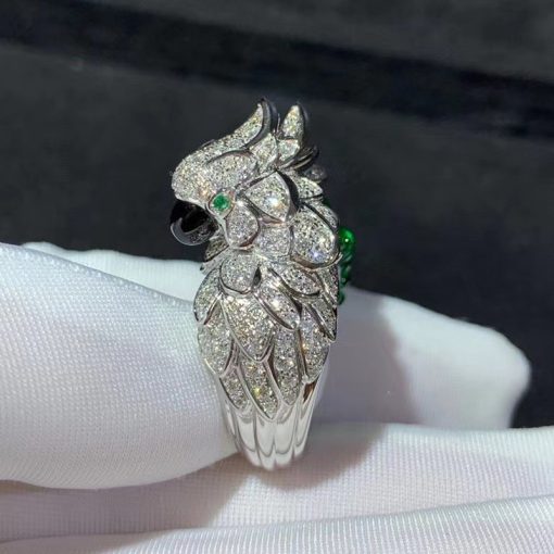 Cartier Les Oiseaux Liberes Parrot Ring Emeralds Beads (3)