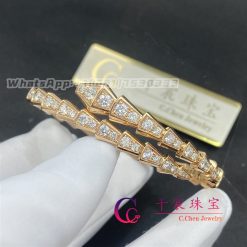 Bvlgari Serpentione Coil Thin Bracelet In 18k Rose Gold And Full Pave Diamonds (3)