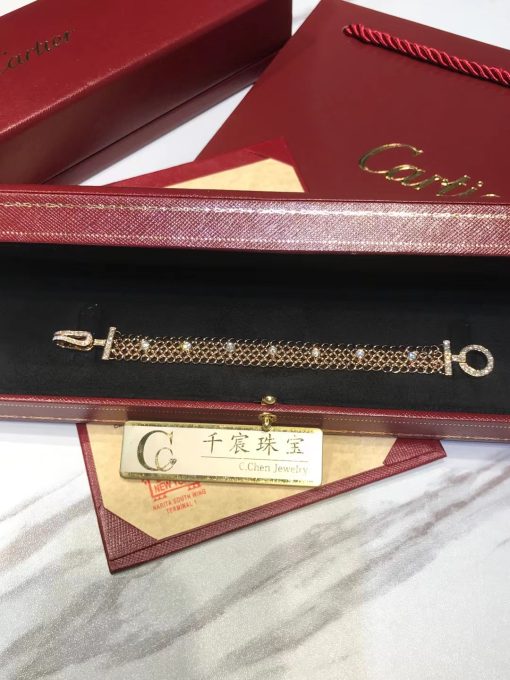 Cartier Agrafe Bracelet Woman Rose Gold Diamond Agrafe Résille Bracelet