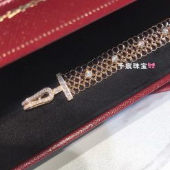 Cartier Agrafe Bracelet Woman Rose Gold Diamond Agrafe Résille Bracelet