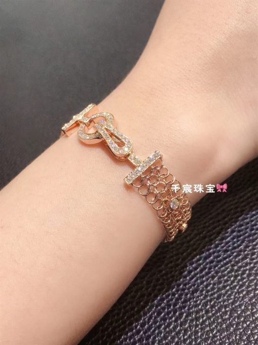 Cartier Agrafe Bracelet Woman Rose Gold Diamond Agrafe Résille Bracelet