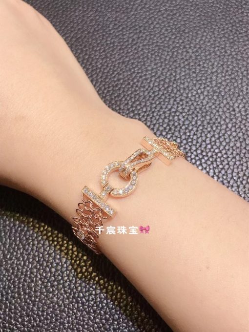 Cartier Agrafe Bracelet Woman Rose Gold Diamond Agrafe Résille Bracelet