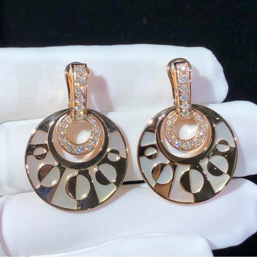 Bulgari Rose Gold Diamond Intarsio Earrings OR855959