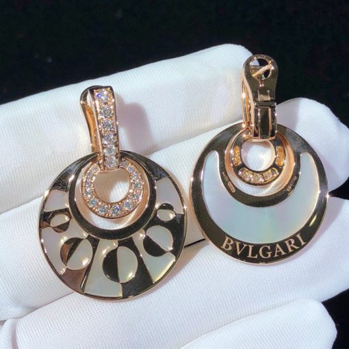 Bulgari Rose Gold Diamond Intarsio Earrings OR855959