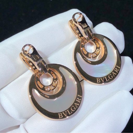 Bulgari Rose Gold Diamond Intarsio Earrings OR855959