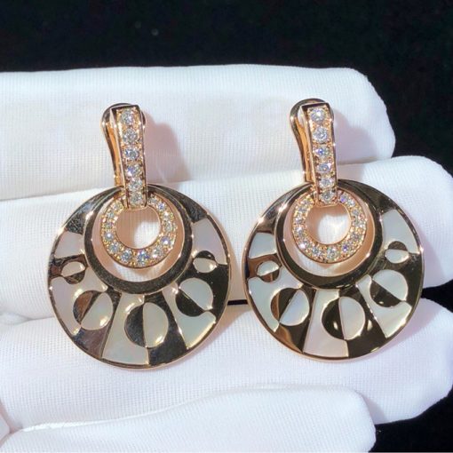 Bulgari Rose Gold Diamond Intarsio Earrings OR855959