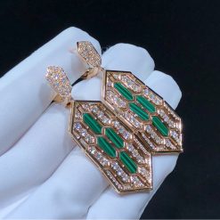 Bulgari Serpenti Earring Rose Gold Malachite And Diamond High Jewelry