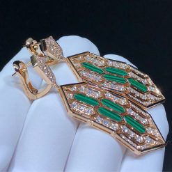 Bulgari Serpenti Earring Rose Gold Malachite And Diamond High Jewelry