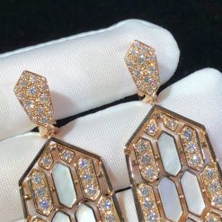 Bulgari Serpenti Earring Rose Gold White Mother-Of-Pearl And Diamond High Jewelry