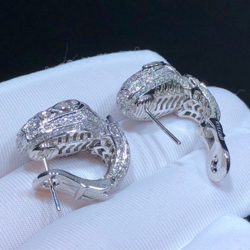 Bulgari Serpenti Earrings White Gold And Set With Pavé Diamonds