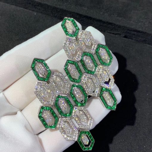 Bulgari Serpenti Earrings White Gold Set With Pavé Emeralds