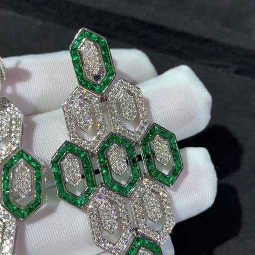 Bulgari Serpenti Earrings White Gold Set With Pavé Emeralds