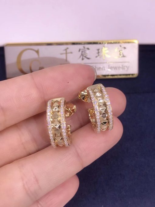 Bulgari B.zero1 Rock earrings with pavé diamonds yellow gold 357918