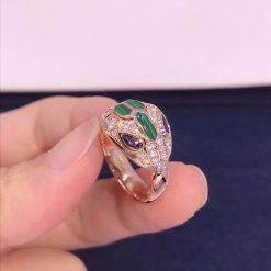 Bulgari Serpenti Ring Set With Blue Sapphire Eyes Malachite 356211