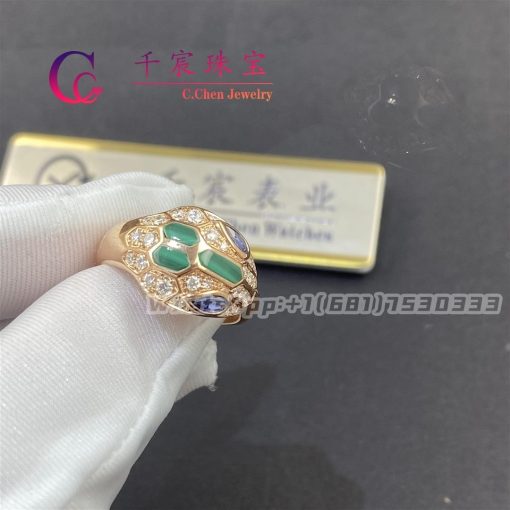 Bulgari Serpenti Ring Set With Blue Sapphire Eyes Malachite 356211