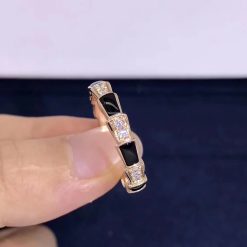 Bulgari Serpenti Ring Rose Gold Diamonds And Onyx AN858710