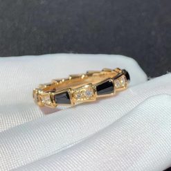 Bulgari Serpenti Ring Rose Gold Diamonds And Onyx AN858710