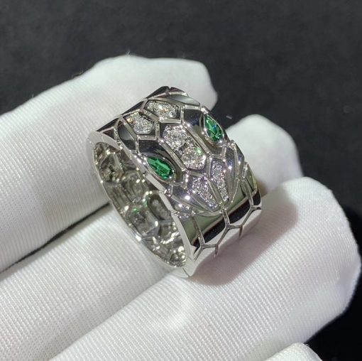 Bulgari Serpenti Seduttori Diamond And Emeralds Ring