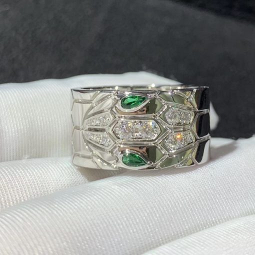 Bulgari Serpenti Seduttori Diamond And Emeralds Ring