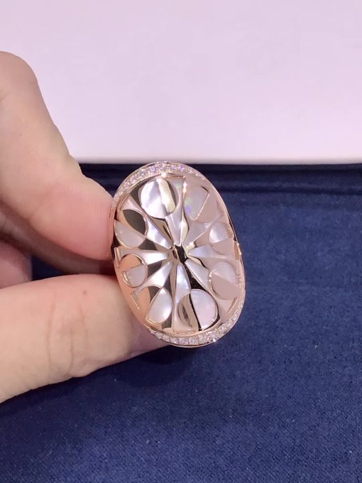 Bulgari Intarsio Rose Gold Mother Of Pearl And Diamonds Ring An85576