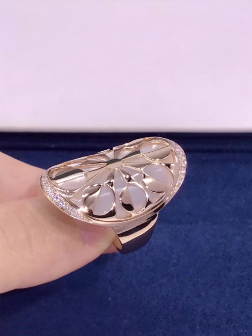 Bulgari Intarsio Rose Gold Mother Of Pearl And Diamonds Ring An85576