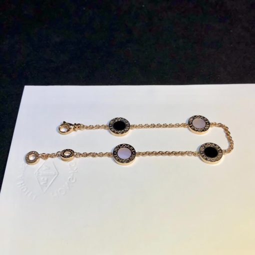 Bvlgari Flip Bracelet Rose Gold Set With Mother-Of-Pearl And Onyx BR857243