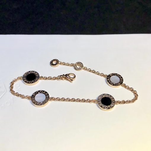 Bvlgari Flip Bracelet Rose Gold Set With Mother-Of-Pearl And Onyx BR857243