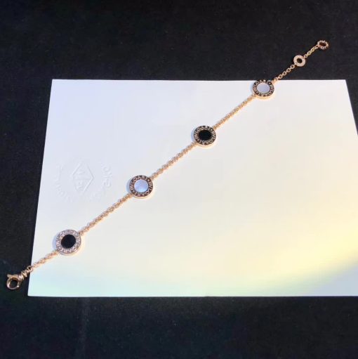 Bvlgari Flip Bracelet Rose Gold Set With Mother-Of-Pearl And Onyx BR857243