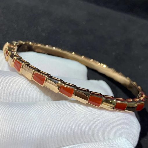 Bulgari Serpenti Viper Rose Gold Bracelet Set With Carnelian BR858338