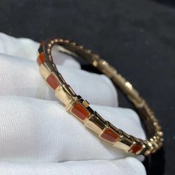 Bulgari Serpenti Viper Rose Gold Bracelet Set With Carnelian BR858338