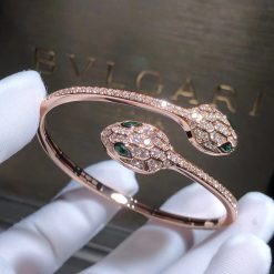 Bulgari Serpenti Rose Gold Bracelet Set With Emerald Eyes