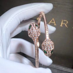 Bulgari Serpenti Rose Gold Bracelet Set With Emerald Eyes