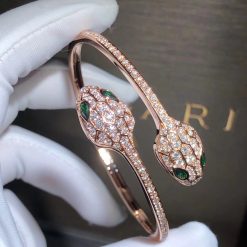 Bulgari Serpenti Rose Gold Bracelet Set With Emerald Eyes