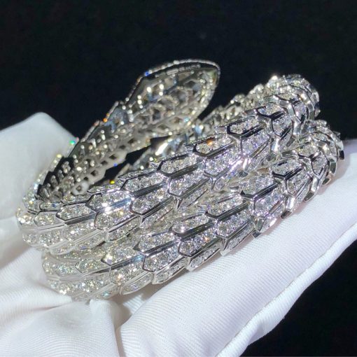 Bulgari Serpenti Bracelet White Gold And Full Pave Diamond Bangle