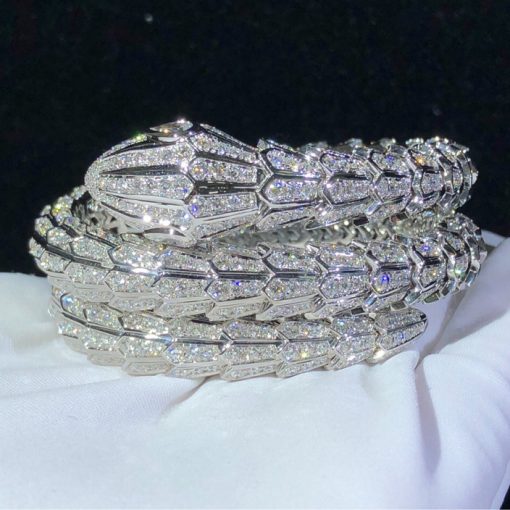 Bulgari Serpenti Bracelet White Gold And Full Pave Diamond Bangle