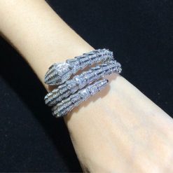 Bulgari Serpenti Bracelet White Gold And Full Pave Diamond Bangle