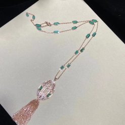 Bvlgari Serpenti Necklace Rose Gold Diamonds and Malachite