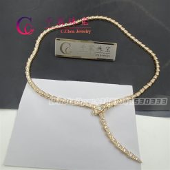 Bulgari Serpenti Viper Yellow Gold Full Diamond Pave Snake Necklace