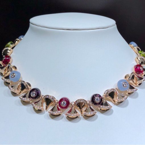 Bulgari Divas’ Dream Necklace Rose Gold with Gemstones 348355